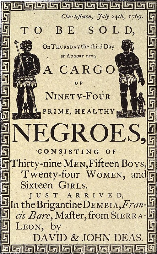 Broadside advertisement for a slave auction in the American South