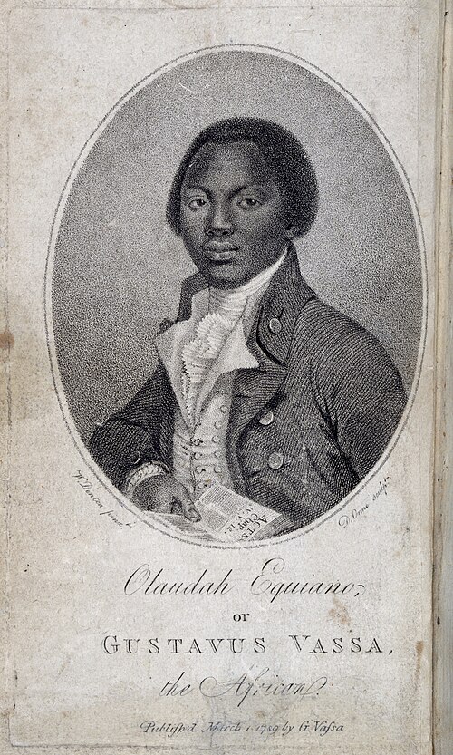 Frontispiece portrait of Olaudah Equiano from his 1789 autobiography